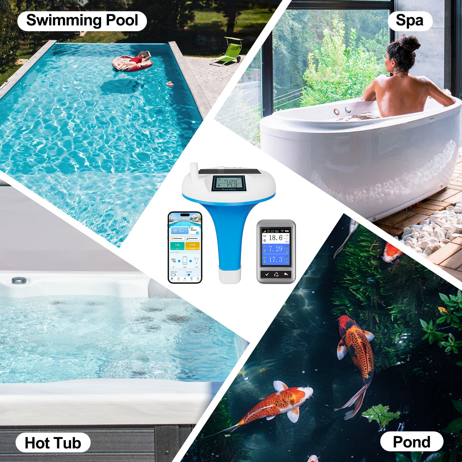 2 in 1 Online WIFI wireless PH Temperature pool monitor